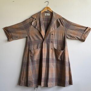 Vintage Chloé Wool Plaid Trench-Style Coat Made in France